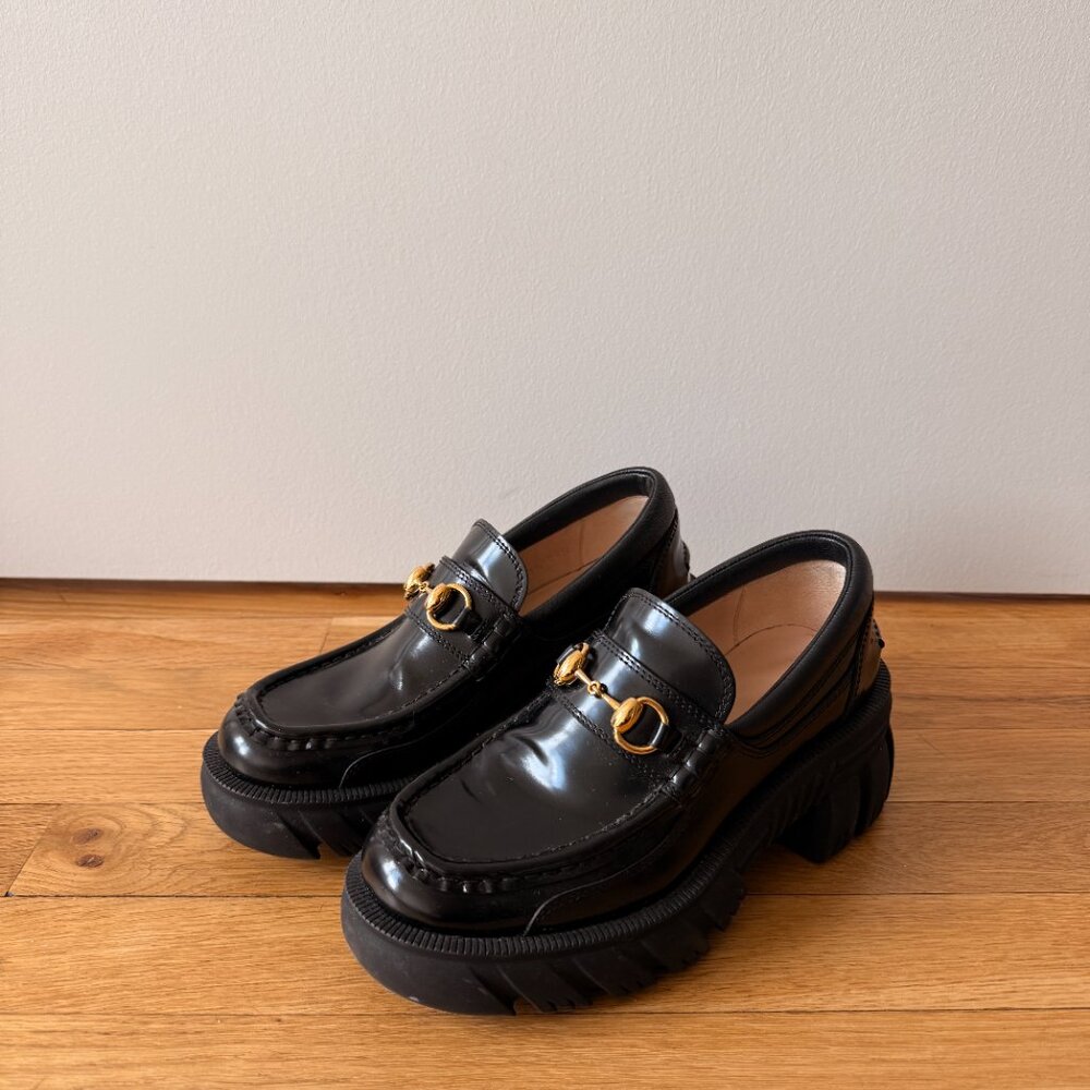 GUCCI Romance horsebit-detailed leather platform loafers - Picture 3 of 5